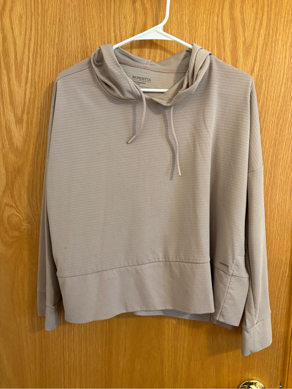 Mondetta Taupe Drawstring Hooded Pullover Sweater